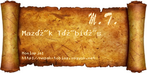 Mazák Tóbiás névjegykártya